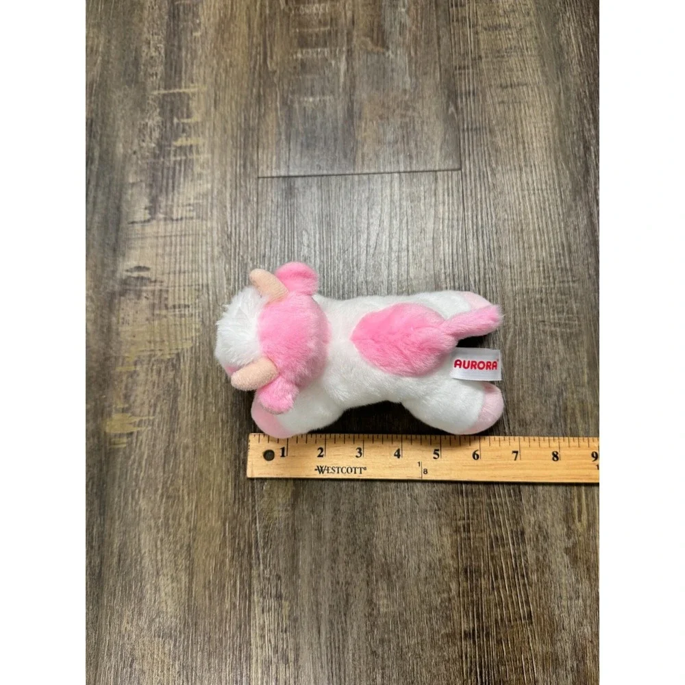 Aurora Pink and White Strawberry Cow Plush Stuffed‎ Animal Floppy 8 inch 2021